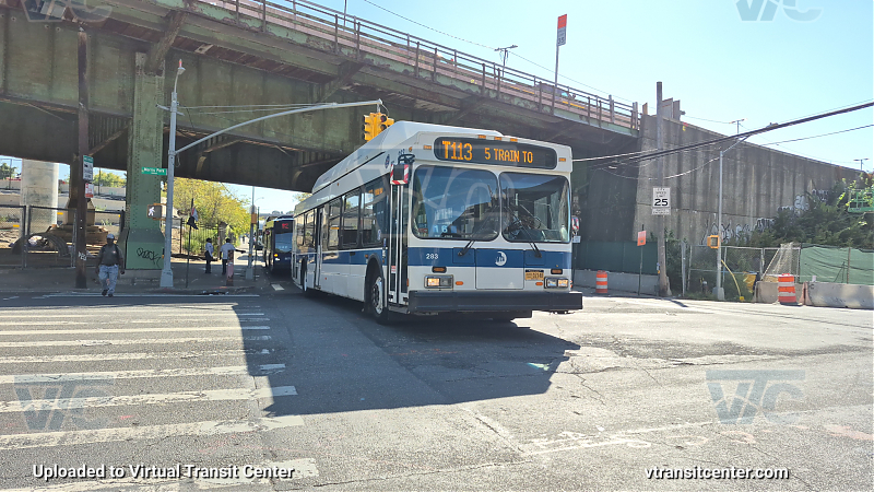 MTA New York City 283 on the T113 5 shuttle
2011 NFI C40LF #283 on the T113 5 shuttle
