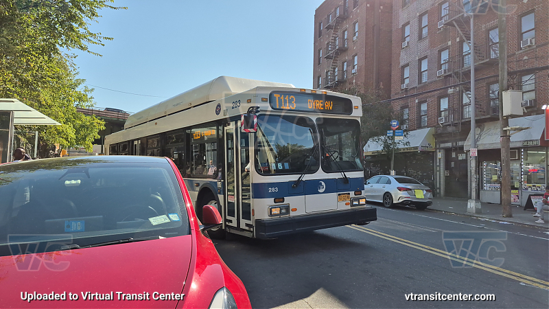 MTA New York City 283 on the T113 5 shuttle
2011 NFI C40LF #283 on the T113 5 shuttle
