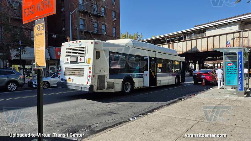 MTA New York City 315 on the T113 5 shuttle
2011 NFI C40LF #315 on the T113 5 shuttle

