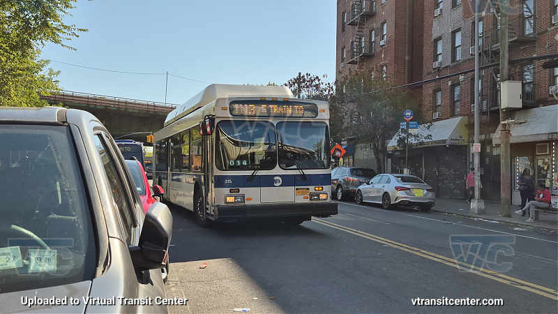 MTA New York City 315 on the T113 5 shuttle
2011 NFI C40LF #315 on the T113 5 shuttle
