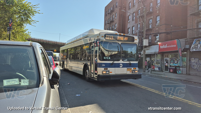 MTA New York City 315 on the T113 5 shuttle
2011 NFI C40LF #315 on the T113 5 shuttle
