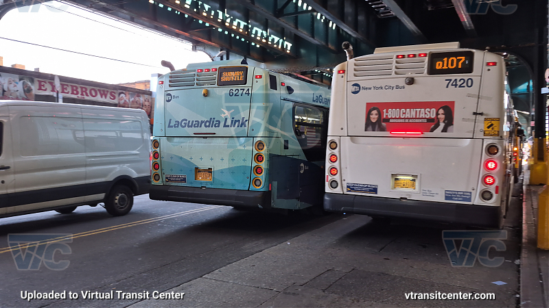 MTA New York City 6274 (LGA Link) on the Q107 7 shuttle 
2020 NFI XD60 #6274 (LGA Link) on the Q107 7 shuttle 
