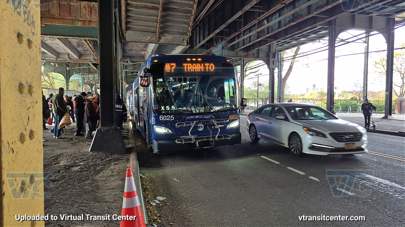 MTA New York City 6025 on the T321 7 shuttle 
2017 NFI XD60 #6025 on the T321 7 shuttle 
