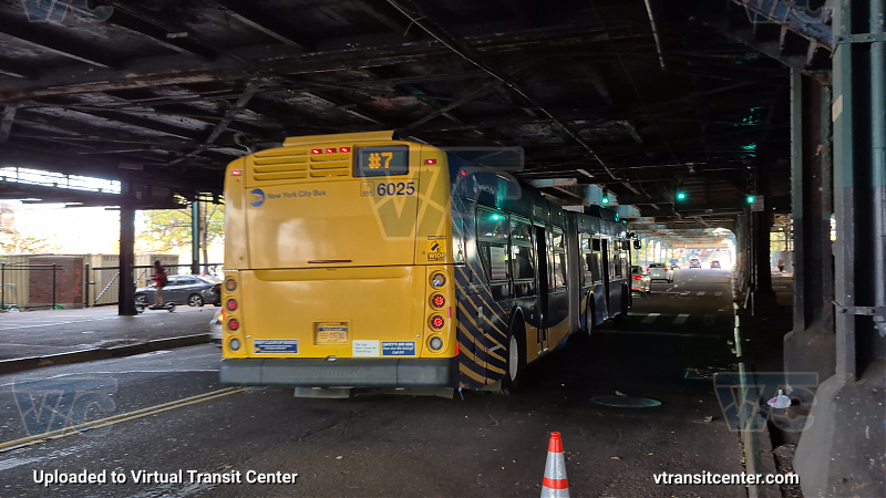 MTA New York City 6025 on the T321 7 shuttle 
2017 NFI XD60 #6025 on the T321 7 shuttle 
