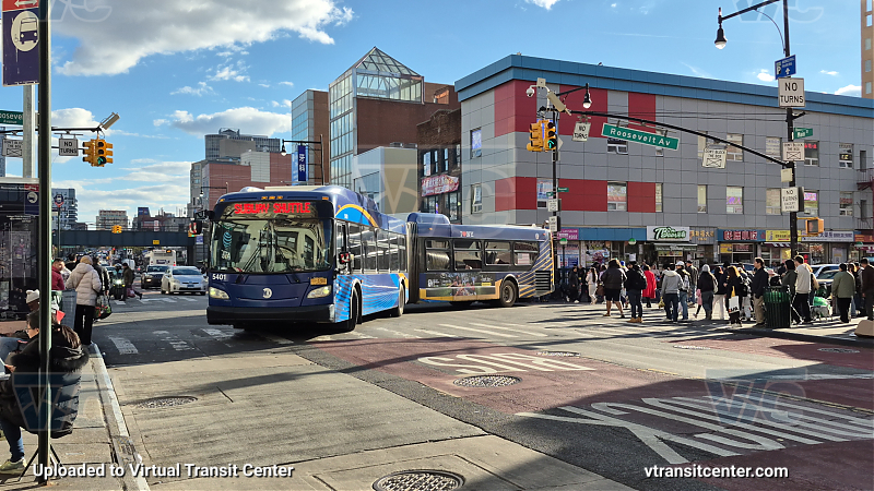 MTA New York City 5401 on the T321 7 shuttle 
2015 NFI XD60 #5401 on the T321 7 shuttle 
