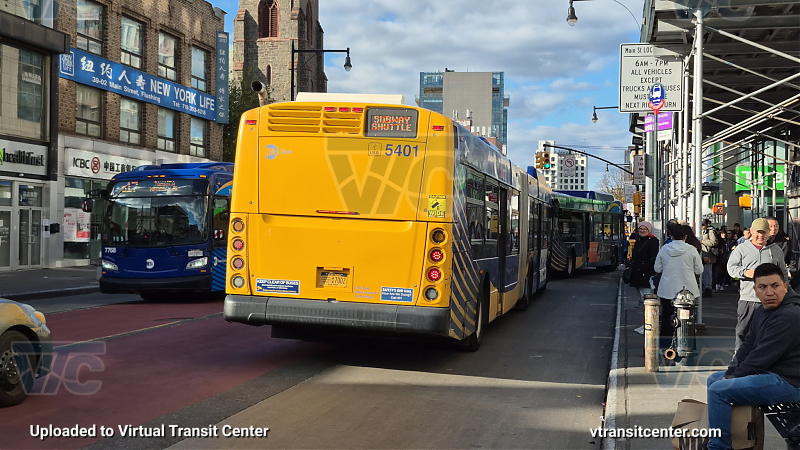 MTA New York City 5401 on the T321 7 shuttle 
2015 NFI XD60 #5401 on the T321 7 shuttle 
