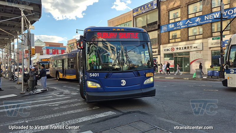 MTA New York City 5401 on the T321 7 shuttle 
2015 NFI XD60 #5401 on the T321 7 shuttle 
