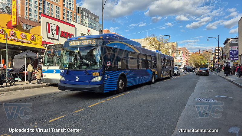 MTA New York City 5401 on the T321 7 shuttle 
2015 NFI XD60 #5401 on the T321 7 shuttle 

