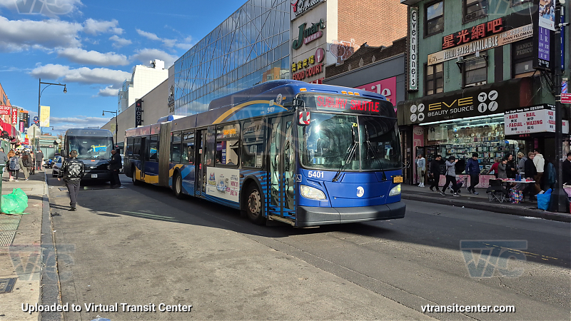 MTA New York City 5401 on the T321 7 shuttle 
2015 NFI XD60 #5401 on the T321 7 shuttle 
