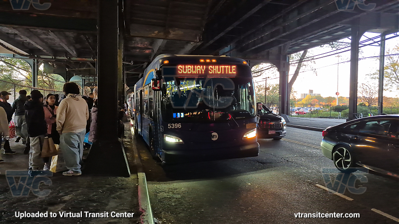 MTA New York City 5396 on the T321 7 shuttle 
2015 NFI XD60 #5396 on the T321 7 shuttle 
