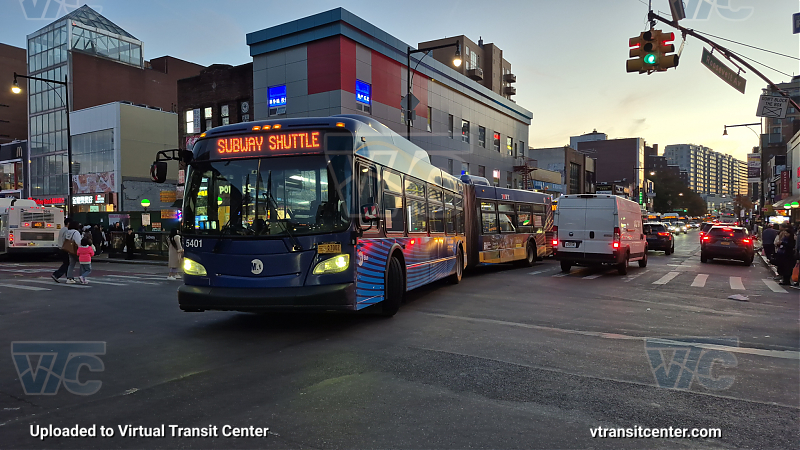 MTA New York City 5401 on the T321 7 shuttle 
2015 NFI XD60 #5401 on the T321 7 shuttle 
