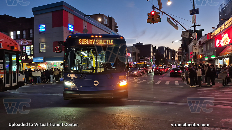 MTA New York City 6260 on the T321 7 shuttle 
2019 NFI XD60 #6260 on the T321 7 shuttle 
