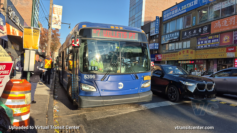 MTA New York City 5396 on the T321 7 shuttle 
2015 NFI XD60 #5396 on the T321 7 shuttle 

