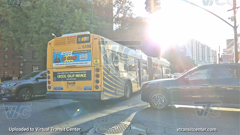 MTA New York City 5396 on the T321 7 shuttle 
2015 NFI XD60 #5396 on the T321 7 shuttle 
