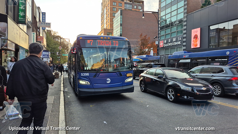 MTA New York City 5396 on the T321 7 shuttle 
2015 NFI XD60 #5396 on the T321 7 shuttle 
