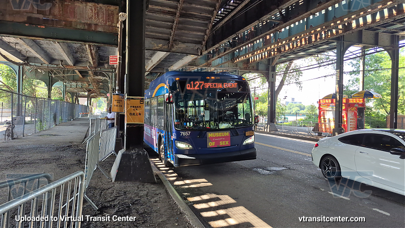New York City Transit Bus #7657 on the Q127 Dragon Boat Festival Shuttle 
New York City Transit Bus #7657 on the Q127 Dragon Boat Festival Shuttle 
