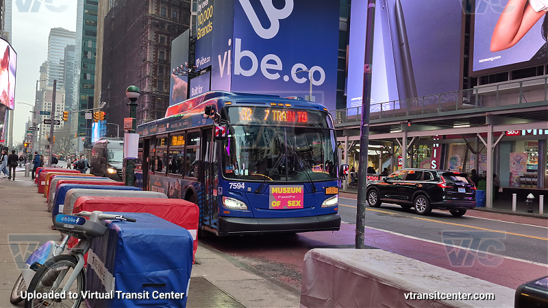 MTA New York City 7594 on the Q92 7 shuttle 
2018 NFI XD40 #7594 on the Q92 7 shuttle 
