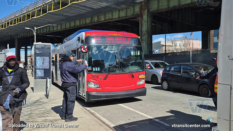 MTA New York City 7614 on the 2/5 shuttle 
2018 NFI XD40 #7614 on the 2/5 shuttle 
