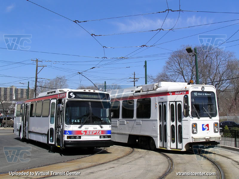 SEPTA Neoplan 3427 and SEPTA Trolley K-Car 9098
SEPTA 3427 is on a "Farewell to the Neoplans" Charter
Keywords: SEPTA Bus;Neoplan AN440