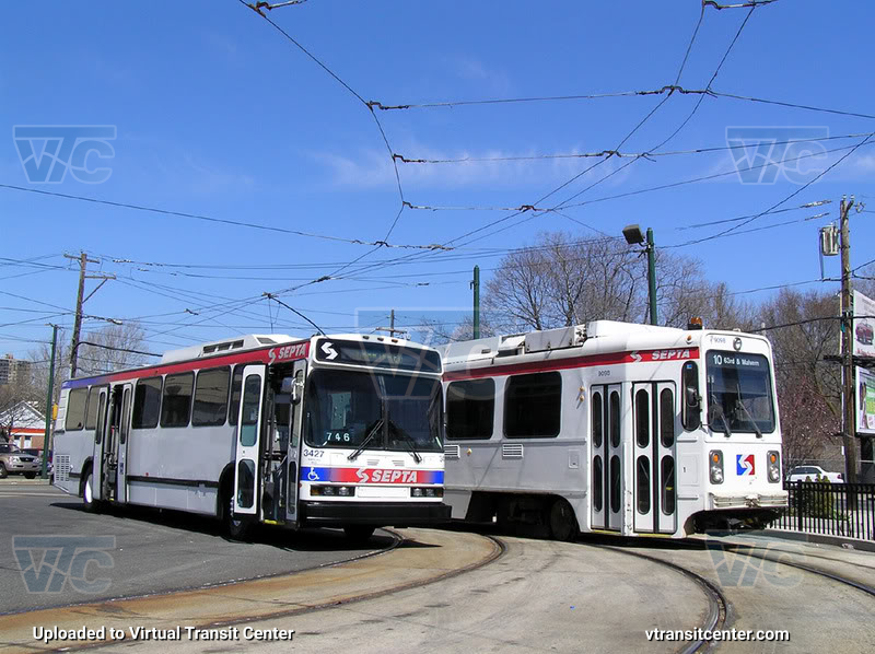SEPTA Neoplan 3427 and SEPTA Trolley K-Car 9098
SEPTA 3427 is on a "Farewell to the Neoplans" Charter
Keywords: SEPTA Bus;Neoplan AN440