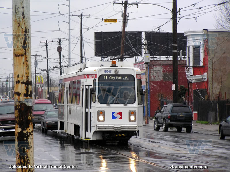 SEPTA Trolley K-Car 9047 on Route 11
Route 11 to City Hall via Subway
