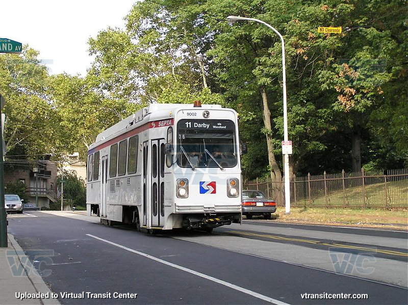 SEPTA Trolley K-Car 9002 on Route 11
Route 11 to Darby via Woodland
