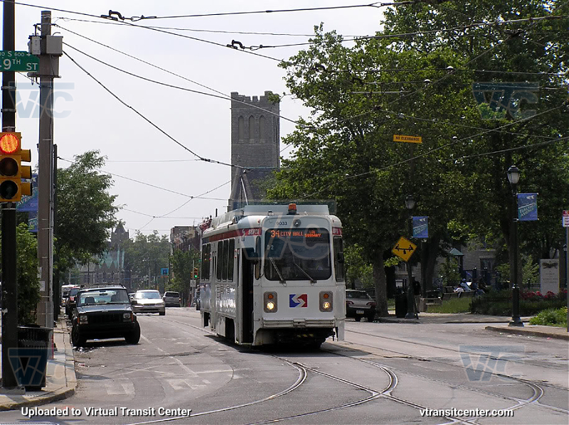 SEPTA Trolley K-Car 9033 on Route 34
Route 34 to City Hall via Subway
