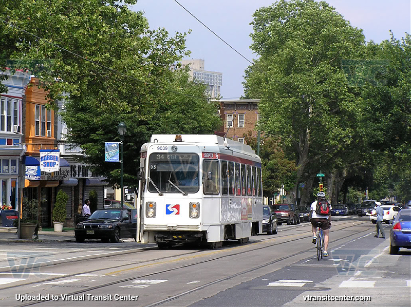 SEPTA Trolley K-Car 9039 on Route 34
Route 34 to 61st via Baltimore
