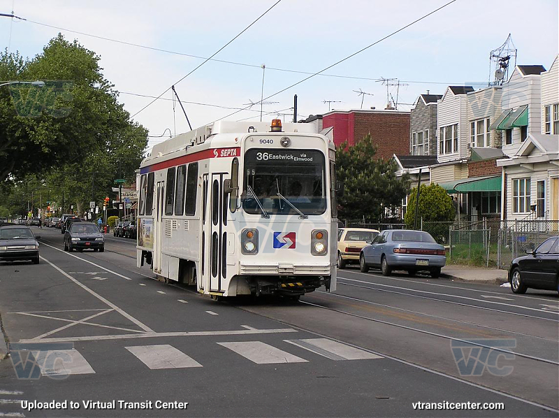 SEPTA Trolley K-Car 9040 on Route 36
Route 36 to Eastwick via Elmwood
