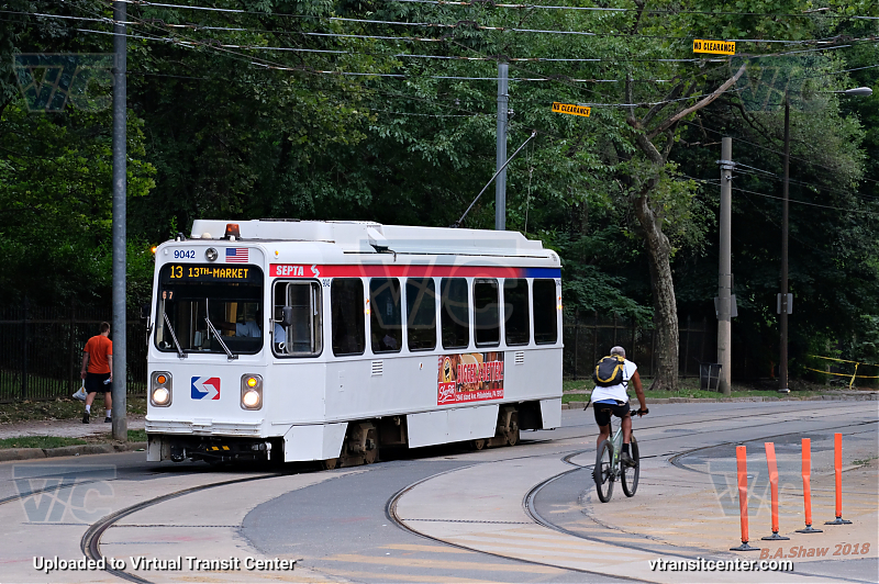SEPTA Trolley K-Car 9042 on Route 11
Route 11 to 13th-Market
