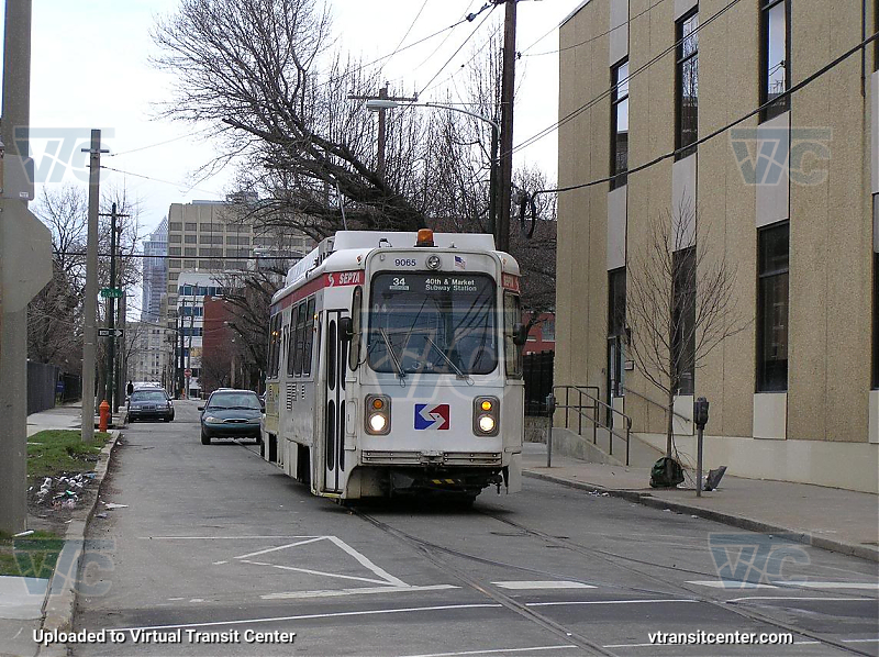 SEPTA Trolley K-Car 9065 on Route 34
Route 34 to 40th and Market Subway Station
