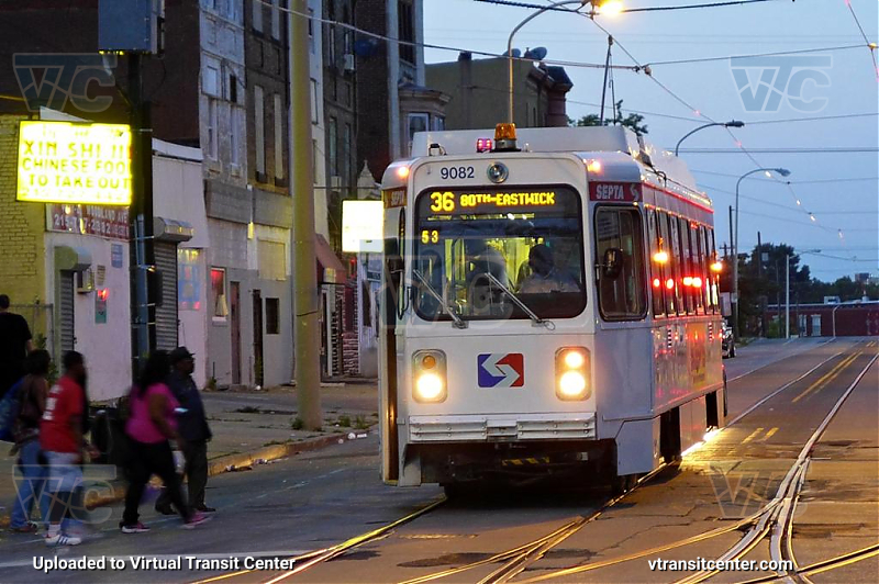 SEPTA Trolley K-Car 9082 on Route 36
Route 36 to 80th-Eastwick
