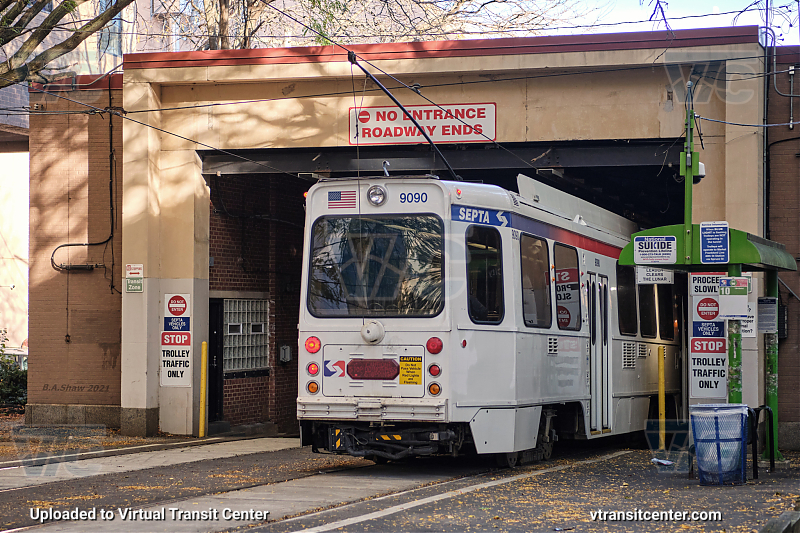 SEPTA Trolley K-Car 9090 on Route 10
Rear view
