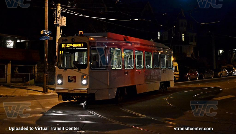 SEPTA Trolley K-Car 9098 on Route 10
Route 10 to 13th-Market

