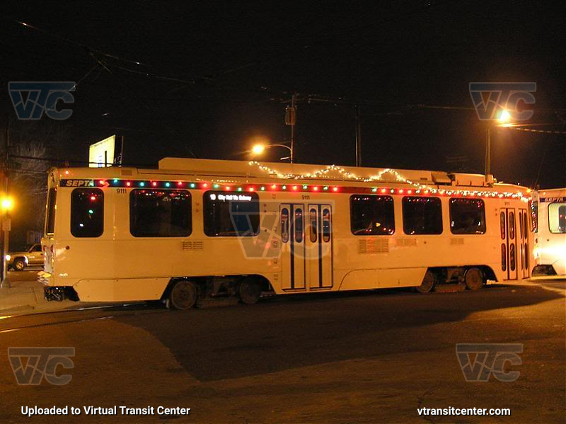 SEPTA Trolley K-Car 9111 on Route 10
Route 10 to 63rd & Malvern
Christmas Trolley 2007
