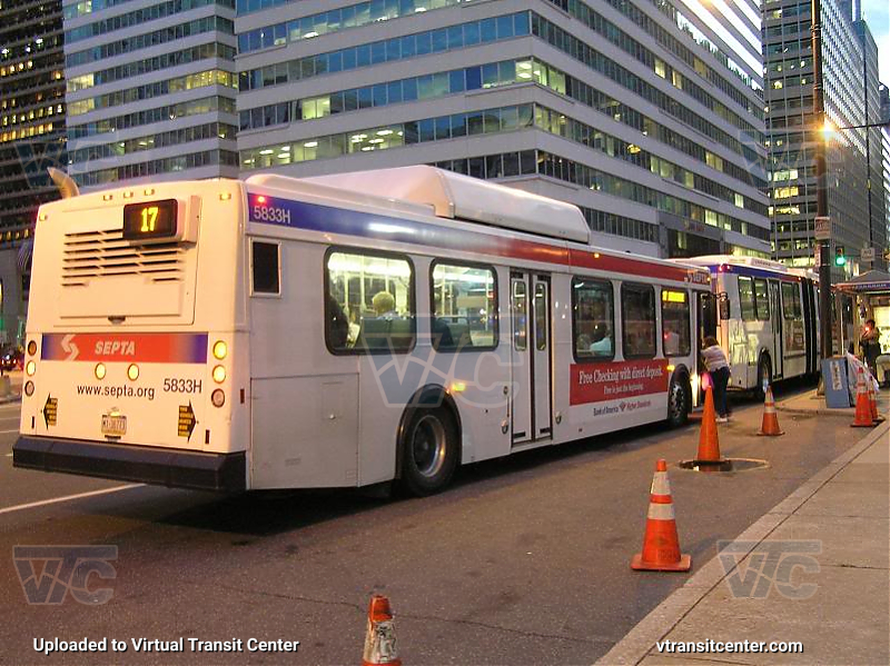 SEPTA 5834H on Route 17
Rear view
Keywords: SEPTA Bus;DE40LF;1st