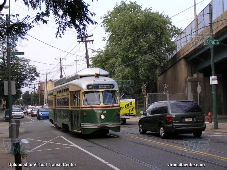 SEPTA Trolley PCC-II 2321 on Route 15
Route 15 to 63rd Street via GIrard Avenue
