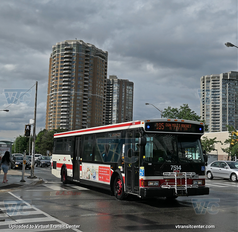 Toronto Transit Commission 7514 on Route 185
Route 185 Don Mills Rocket to Pape Station
Keywords: TTC Bus;Orion VII OG