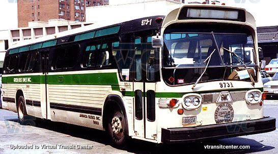 Green Lines 973-1 (ex-Jamiaca Buses Inc 973)
Green Lines 973-1, a bus borrowed from Jamaica Buses Inc in the late 1980s-early 1990s. Photographer unknown. 
Keywords: gmc;new look;green bus lines;green lines;fishbowl;jamaica buses inc