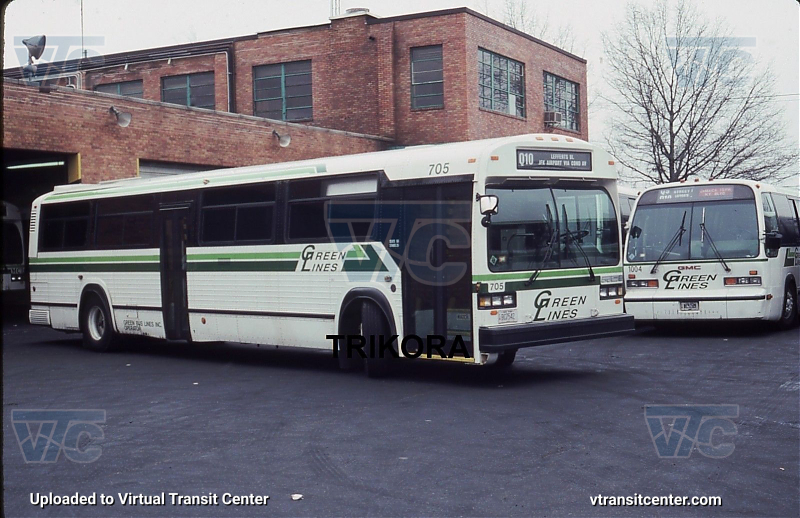 Green Lines 705 & 1004
Green Lines 705 and 1004 in the Green Lines JFK Depot. Possibly 1990? Photographer unknown.
Keywords: green lines;mci classic